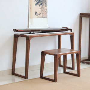 新中式老榆木共鸣古琴桌 琴凳 实木国学书法桌小书桌现代简约桌子