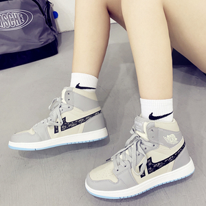 正品官网恩施耐克迪奥联名aj1女鞋秋冬影子灰空军一号女高帮鞋子
