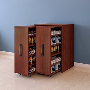 大容量推拉防尘鞋柜带轮多层鞋架移动隐形家用抽拉抽屉式门口侧拉