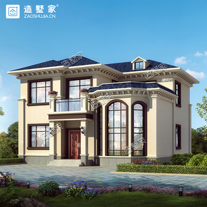 新品二层欧式别墅设计图纸落地窗大露台农村自建房施工图顺丰包邮