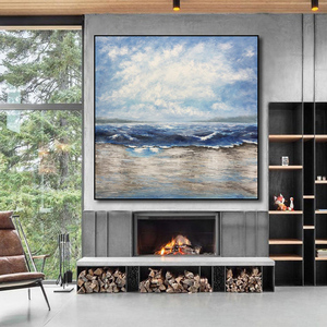纯手绘油画现代别墅客厅手工大画抽象海景风景厚油装饰画大幅定制