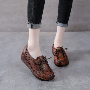 女兆官方名典月牙儿正品女鞋旗舰店洛曼鞋女真皮鞋子低帮鞋休闲