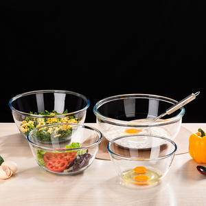 透明玻璃碗耐高温热微波炉专用家用沙拉碗大号发面打蛋和面烘焙盆
