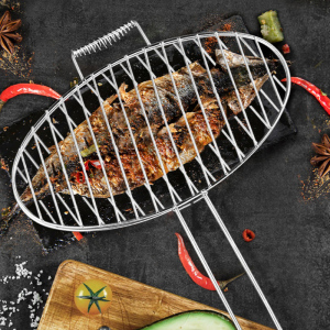 烤鱼夹子不锈钢烤鱼架子烤鱼网夹烧烤网夹板圆形烧烤用具商用大号