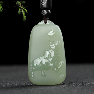 00因玉而缘旗舰店天猫和田玉属虎玉吊坠男女款玉牌十二生肖玉佩鼠牛