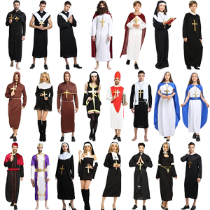 万圣节修女服装大人cosplay男牧师服圣母角斗士神父演出服传教士