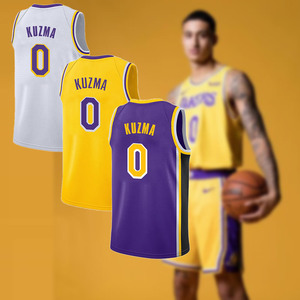 19新赛季湖人0号凯尔-库兹马球衣 kuzma热压蛇纹城市版篮球服套装