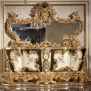 全实木欧式餐边柜法式奢华雕花罗浮宫宫廷储物柜餐厅别墅家具定制