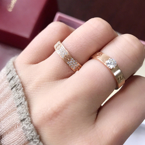 卡地亚玫瑰金带钻戒指