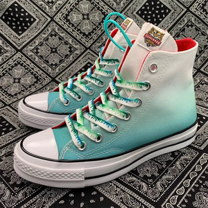 适配匡威 all star 1970s 白蓝水波纹水虎星空流淌薄荷绿渐变鞋带