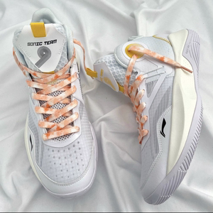 适配lining李宁音速9 team回弹力篮球白橙黄色橙色扎染渐变鞋带