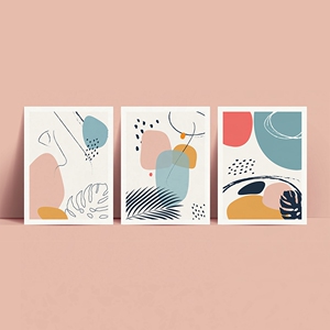 ins风矢量装饰画手绘色调抽象色块简洁画芯ai莫兰迪设计素材