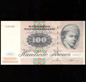 丹麦100克朗 丹麦纸币 1994年版 动物版 全新UNC
