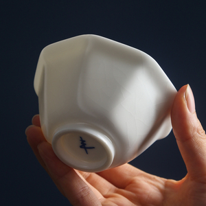 徐孝丰德化汝窑汝瓷手工茶杯白瓷主人杯单杯品茗杯个人杯八塔杯