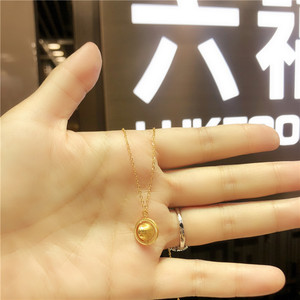 香港六福珠寶999黃金吊墜項鏈一體鏈