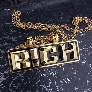 2020中国新说唱有嘻哈同款rich晋级项链 大金链子hip hop潮牌饰品