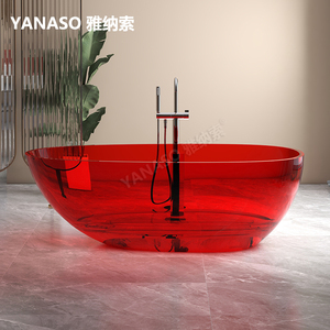 雅纳索透明浴缸树脂浴缸彩色水晶缸独立式酒店网红鹅蛋人造石浴盆
