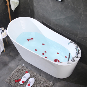 洁本家用独立式浴缸落地式一体成人亚克力大人卫浴泡澡移动深浴盆