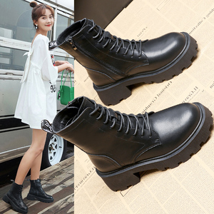 漫步佳人真皮马丁靴女鞋2021年新款女靴子夏季薄款秋季英伦风厚底