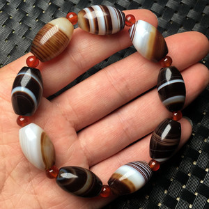 拍卖藏传缠丝玛瑙桶珠手串天然玉髓真品佛珠手链民族风饰品