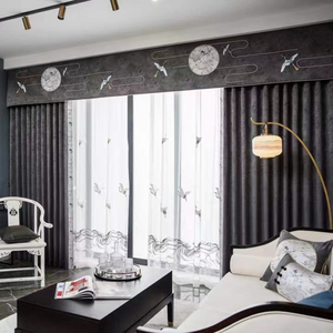 新中式窗帘仙鹤绣花客厅阳书房卧室高端别墅中国风白色窗纱帘窗幔