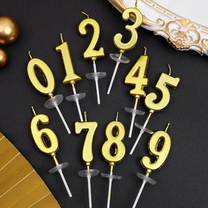 彩色数字镀金糖果蜡烛蛋糕装饰插件节日宝宝周岁派对布置摆件插牌