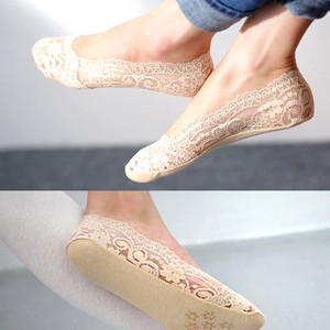 少量女装 纯棉隐形脚底袜打底袜蕾丝浅口硅胶防滑女士船袜