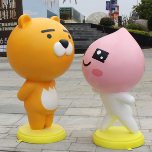 卡通玻璃钢卡考雕塑模型摆件咖啡奶茶休闲厅布朗熊商场店铺装饰品