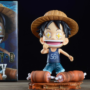 海贼王手办二犯路飞童年q版gk吃肉场景星星眼车载模型机箱摆件