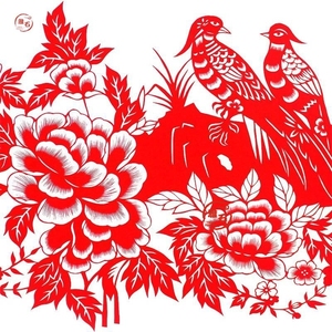 纯手工剪纸成品前程似锦锦上添花牡丹中国风客厅装饰画 刻纸作品