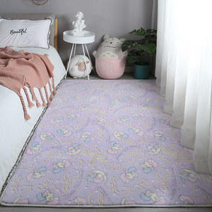 短毛夜光地毯夏季卧室垫子家用床边毯长方形满铺少女房间装饰地垫