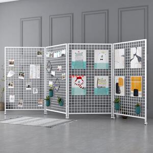 折叠式移动网格铁艺超市网片网架落地货架隔断画展收纳作品展示架