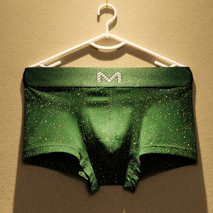 003人付款淘宝3条男士内裤纯棉u囊低腰印花平角裤夏季透气绿色运动