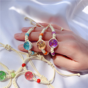 干花水晶玻璃球手链文艺小清新森女手工编织手绳满天星永生花手饰