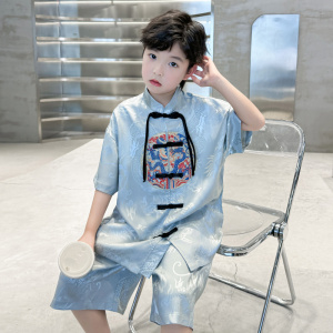 韩国男童汉服套装新款中式国风唐装儿童古装表演服男孩演出夏季潮