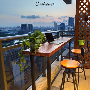 阳台吧台桌家用长条靠窗桌实木室户外创意北欧休闲简约高脚小桌椅