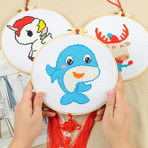卡通十字绣儿童2022新款线绣鲸鱼小件学生手工简单刺绣初学自己绣