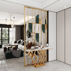 不锈钢客厅入户挡煞玄关桌子屏风隔断轻奢简约现代端景台网红装饰