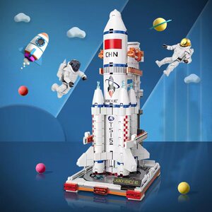 航天长征火箭启蒙塑料小颗粒拼插积木玩具模型男女孩生日礼物益智