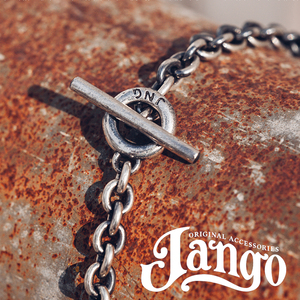 日本jango美式复古阿美咔叽潮人硫化做旧t字扣项链 925银饰细丸链