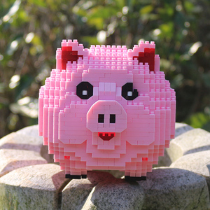 贝乐迪粉红猪存钱罐积木兼容乐高微型小颗粒益智拼装玩具成人财神