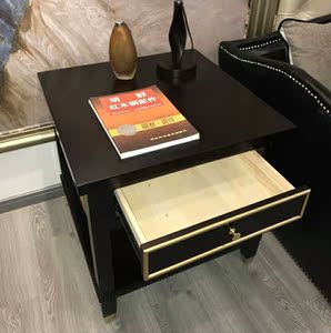 2021沙发角落小v茶几简约美式角几客厅边机角客厅简欧轻奢黑色欧