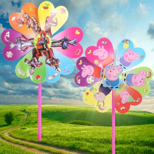 儿童卡通风车七彩旋转小玩具网红动漫小猪佩奇户外大号加厚撕不破