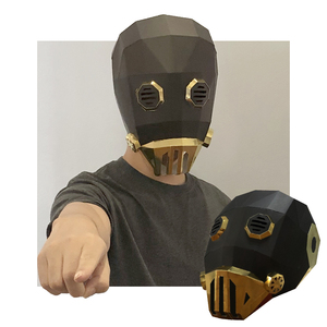 纸义堂万圣节克焰人头盔cos恐怖机械头套成人手工折纸diy全脸面具