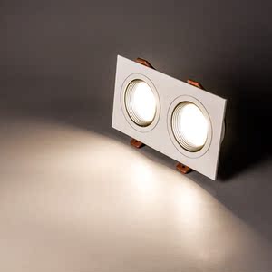 雷士照明双头射灯led天花灯嵌入式格栅灯长方形cob筒灯暗装单头