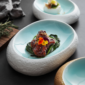 中式陶瓷装菜盘子异形不规则冷菜凉菜摆盘高档酒店餐厅会所餐具