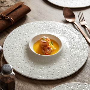 10寸中式白色陶瓷西餐盘平盘位上冷菜意境菜盘子高档酒店会所餐具