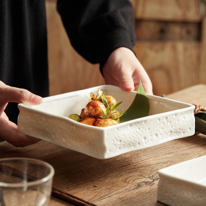 凉菜盘商用四方形盘子陶瓷意境融合菜餐具酒店位上摆盘小吃碟定制