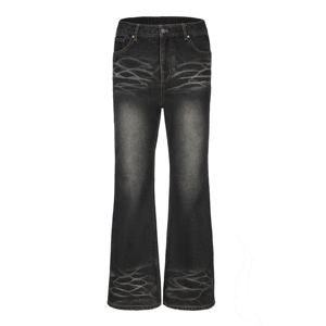 ISANPARO Ripples bootcut jeans 黑色水波纹破坏微喇牛仔裤