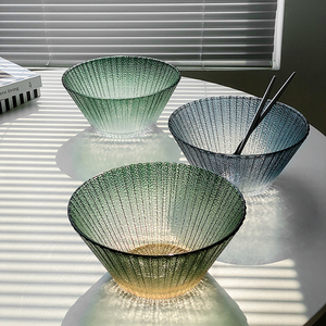 水果盘高颜值水果碗透明玻璃碗耐高温汤碗客厅家用碗碟套装沙拉碗